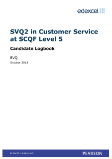 SVQ 2 in Customer Service at SCQF Level 5 logbook